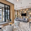 Lobby with large windows and seating