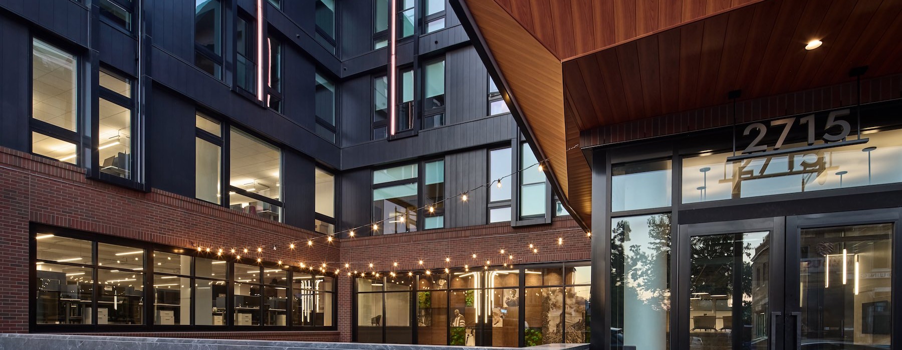 the entrance of a building