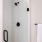 glassed, walk-in shower